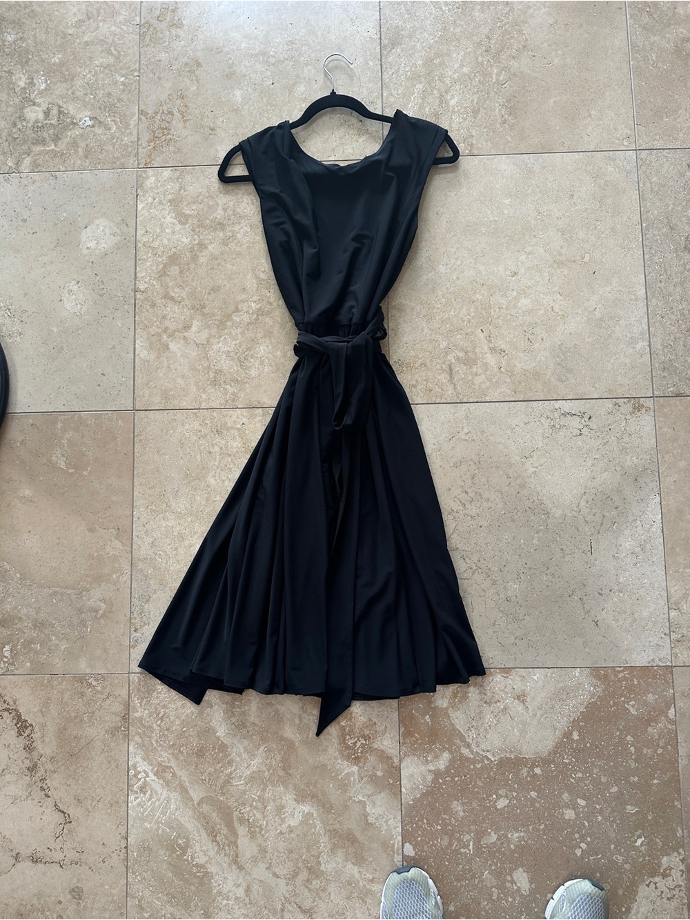 Ralph Lauren Classic Black Sleeveless Belted Midi Dress